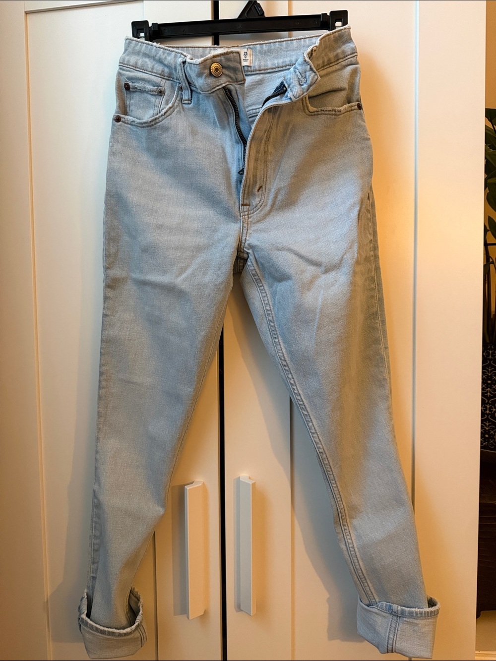 A&F Light Wash High-Rise Straight Jeans